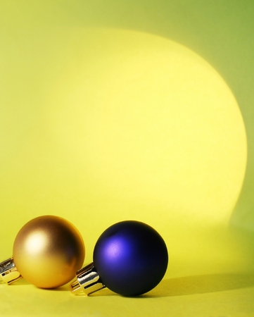 Gold and blue christmas ballの写真素材