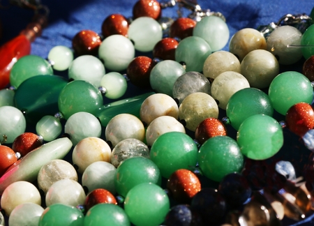 Colorful necklaces close upの写真素材