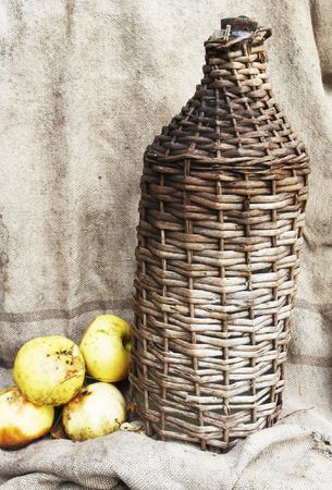 bottle and applesの写真素材
