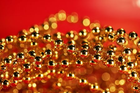 Gold  christmas beadsの写真素材