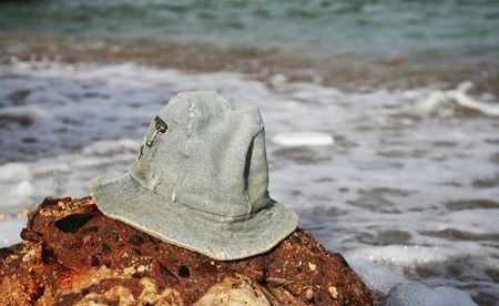 Hat on beachの写真素材