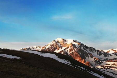 Sunset in mountainの写真素材