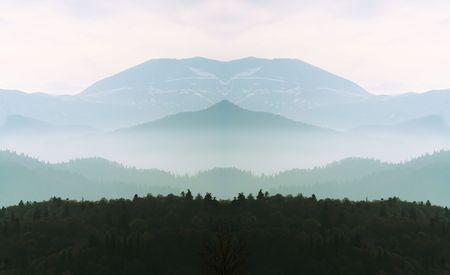 Misty mountainsの写真素材