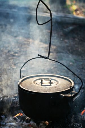 Old kettle in camping