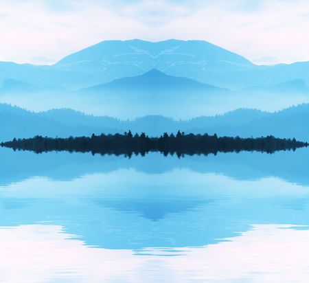 Misty mountainsの写真素材