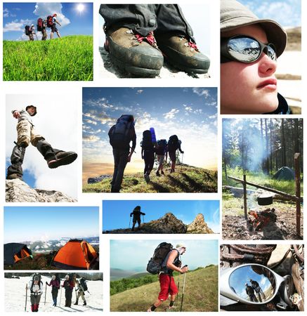 People in hike collageの写真素材