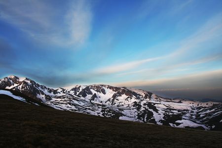 Sunset in mountainの写真素材