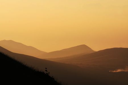 Mountains on sunsetの写真素材