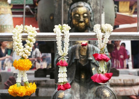 Flowers in Thai templeの写真素材