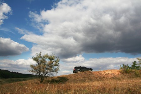 car on grassland
