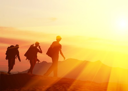 Hikers in mountains