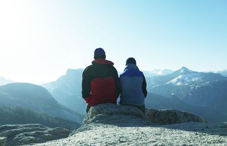 couple in mountainsの写真素材