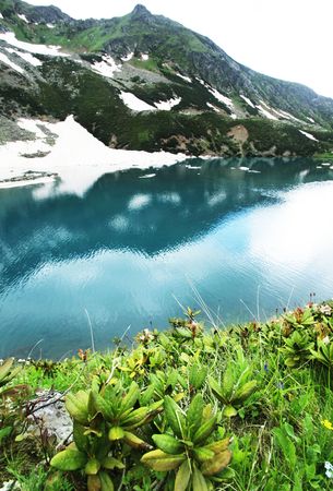 High mountains lakeの写真素材
