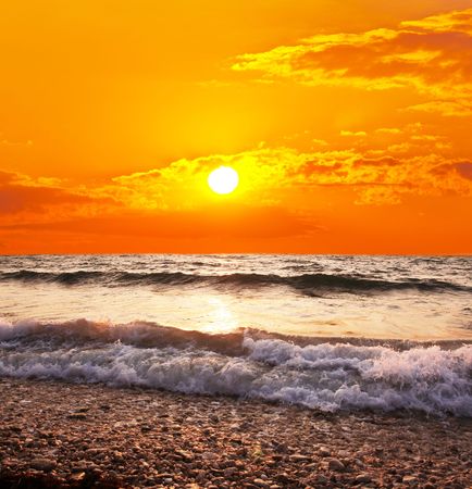 Sea sunsetの写真素材