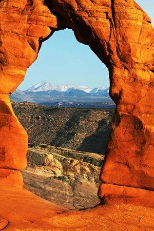 Arch in Arches National Park, Utahの写真素材