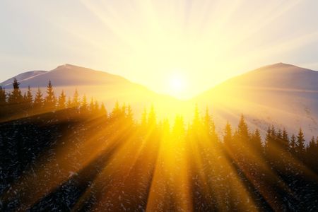 Mountains peak on sunriseの写真素材