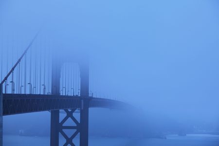 Golden Gate bridge in fogの写真素材