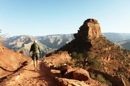 Hike in Grand Canyonの写真素材