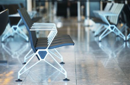 Chairs in airportの写真素材