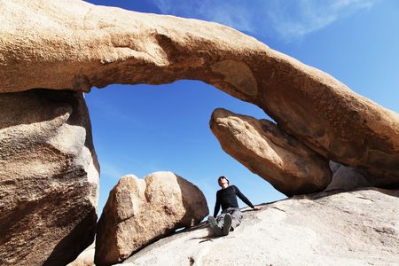 Tourist in Archの写真素材