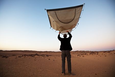 tent in desertの写真素材