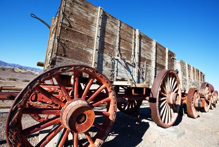 mule wagon in Death Valley, Californiaの写真素材