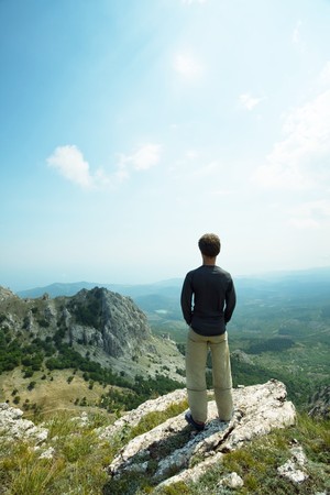 boy in mountainsの写真素材