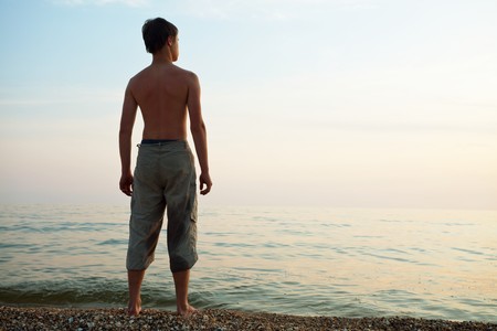 boy on the beachの写真素材