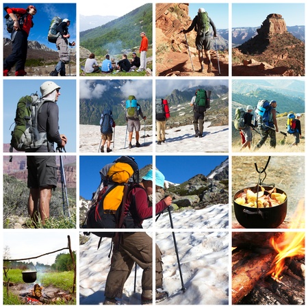  hiking collageの写真素材