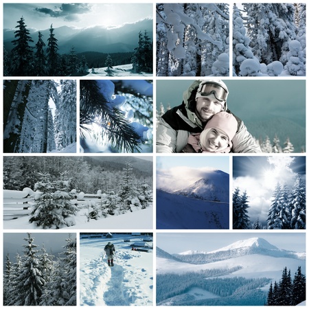 winter vacation collageの写真素材