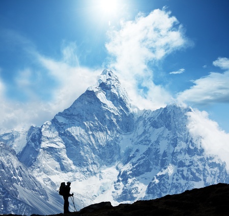 Climber in Himalayan mountain Climber in Himalayan mountain