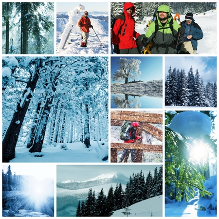 winter vacation collageの写真素材