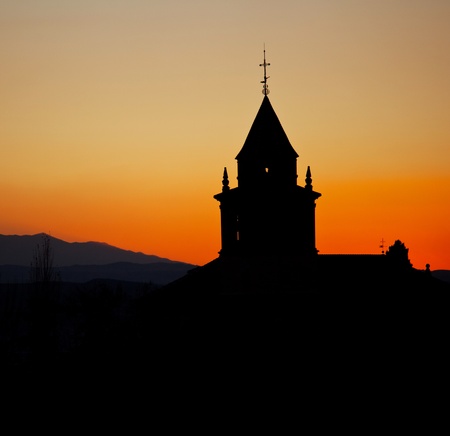 monastery silhouetteの写真素材