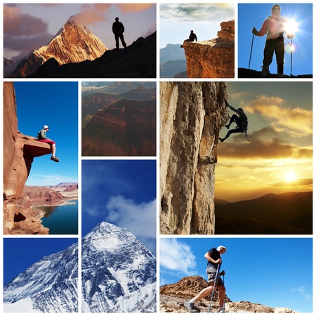  hiking collageの写真素材