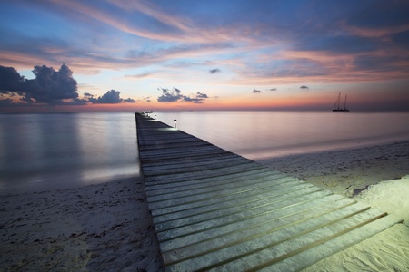 Boardwalk on beachの写真素材