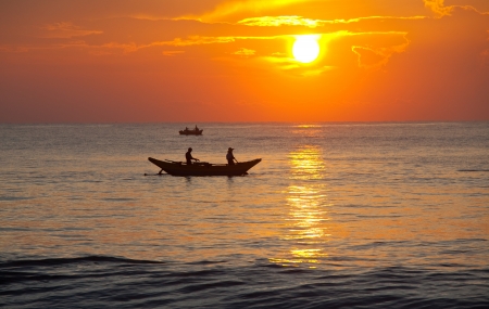 Fishing boat on  Sri Lankaの写真素材