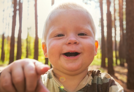 Young boy playing in park