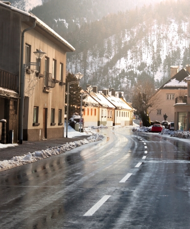 street in winter cityの写真素材