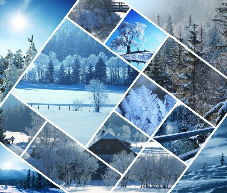 winter vacation collageの写真素材