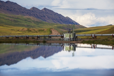 Serenity lake in tundra on Alaskaの写真素材