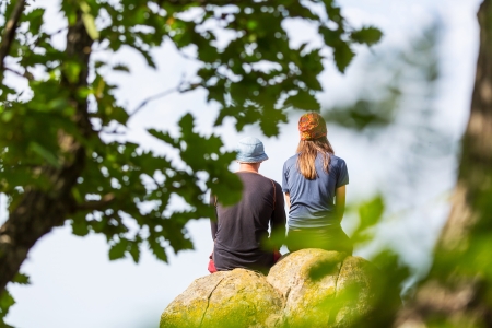 Couple in mountainsの写真素材