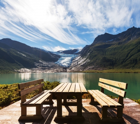 Svartisen Glacier in Norwayの写真素材
