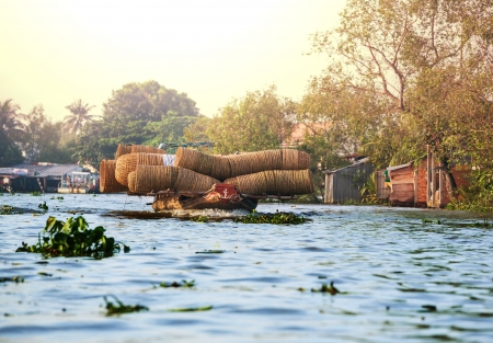 Mekong river, Vietnamの写真素材