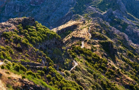 Pico Ruivo and Pico do Areeiro mountain peaks in  Madeira, Portugalの写真素材