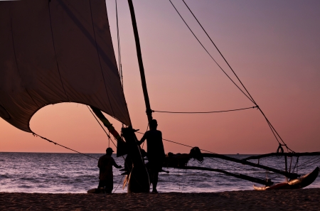 Fishing boat on  Sri Lankaの写真素材