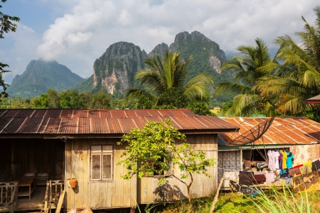 Lao village in jungleの写真素材