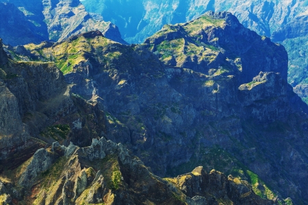 Pico Ruivo and Pico do Areeiro mountain peaks in  Madeira, Portugal