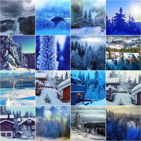 winter vacation collageの写真素材