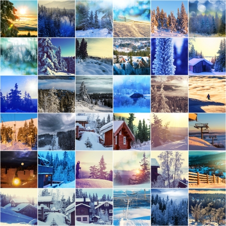 winter vacation collageの写真素材