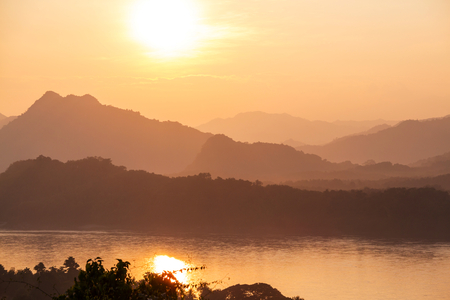 Song river at Vang Vieng, Laosの写真素材